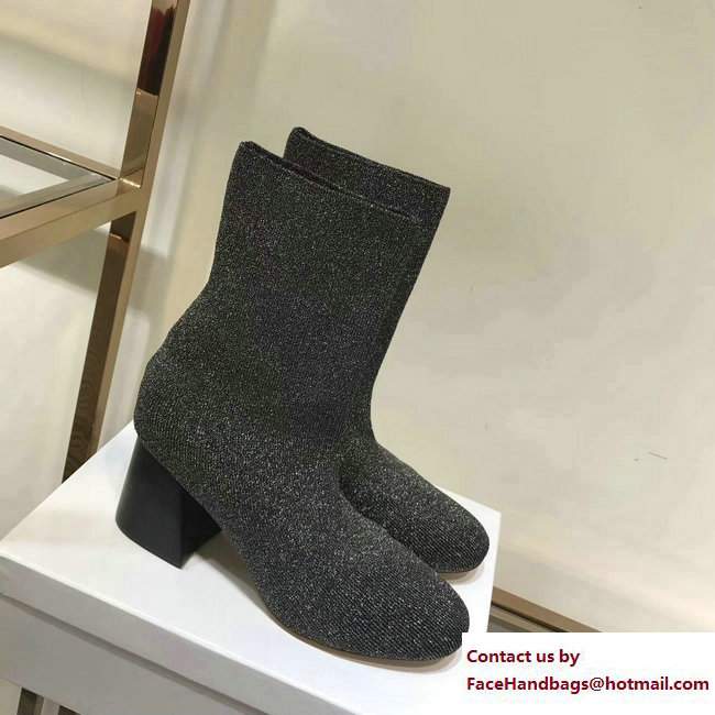 Celine Knit Ballerina Sock Ankle Boots Gray 2017