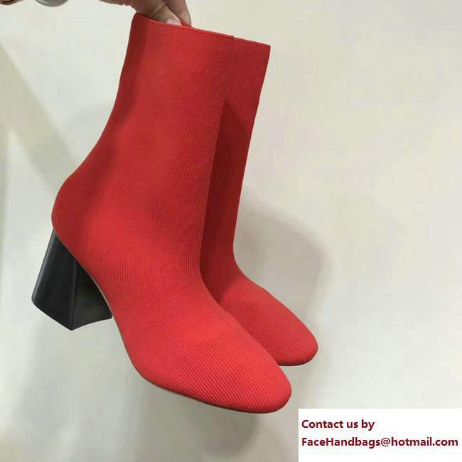 Celine Knit Ballerina Sock Ankle Boots Red 2017