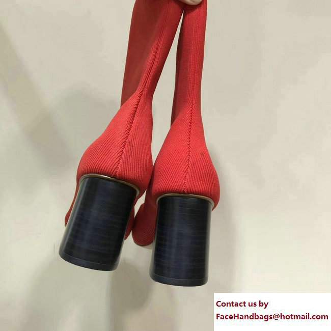 Celine Knit Ballerina Sock Ankle Boots Red 2017