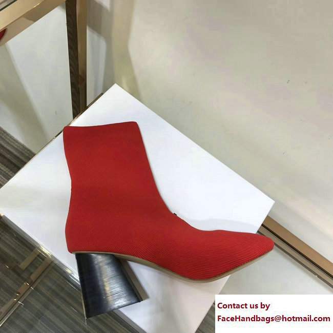 Celine Knit Ballerina Sock Ankle Boots Red 2017