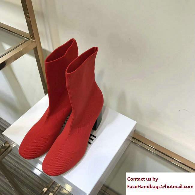 Celine Knit Ballerina Sock Ankle Boots Red 2017