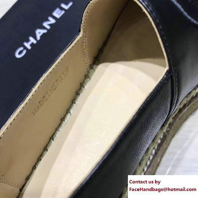 Chanel CC Logo Lambskin Espadrilles G33215 Black 2017