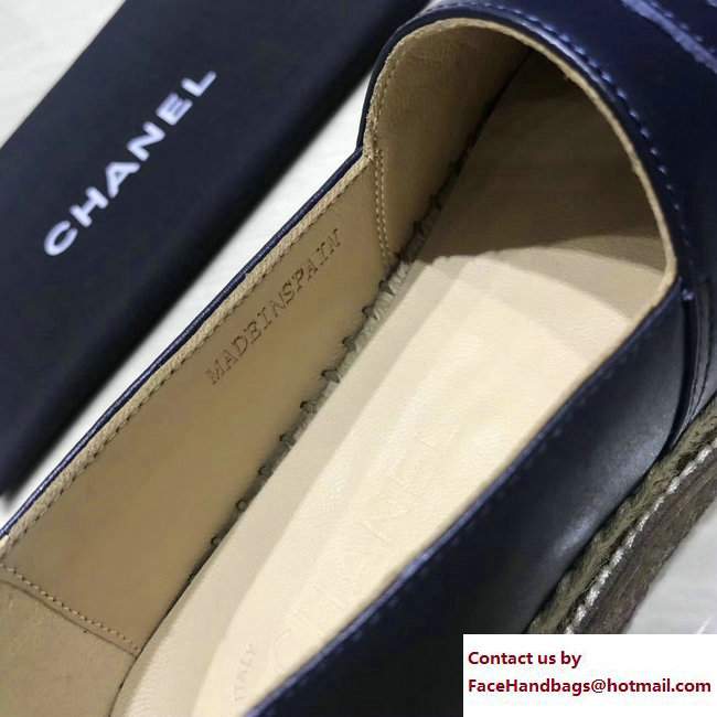 Chanel CC Logo Lambskin Espadrilles G33215 Navy Blue 2017