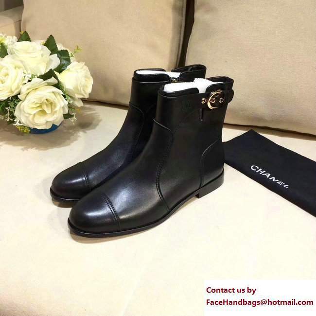 Chanel CC Logo Short Boots Black 2017