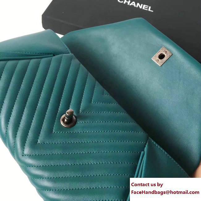 Chanel Chevron Lambskin Clutch Bag A98558 Green/Silver 2017