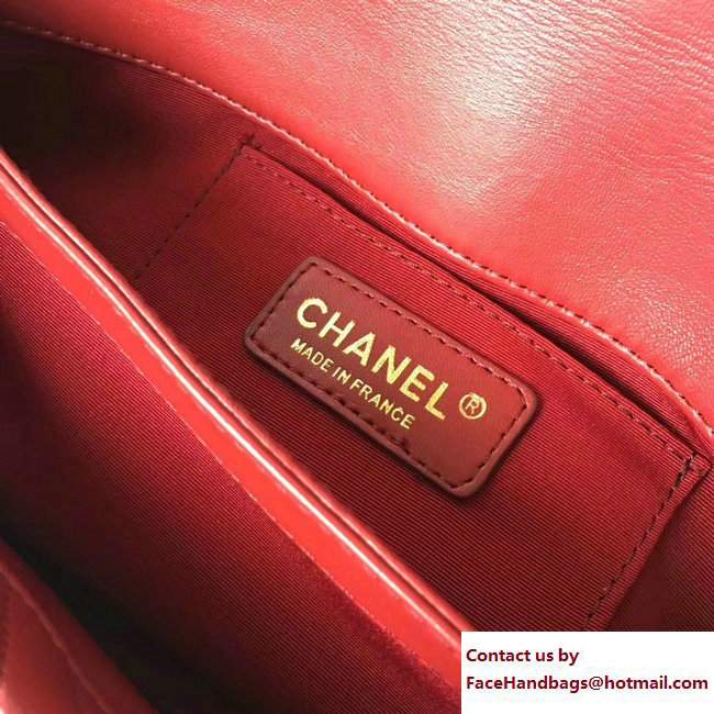 Chanel Chevron Lambskin Clutch Bag A98558 Red/Gold 2017