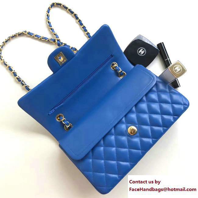 Chanel Classic Flap Medium Bag A1112 Blue in Sheepskin Leather with Gold Hardware