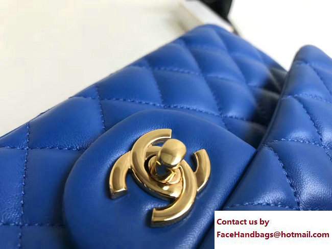 Chanel Classic Flap Medium Bag A1112 Blue in Sheepskin Leather with Gold Hardware