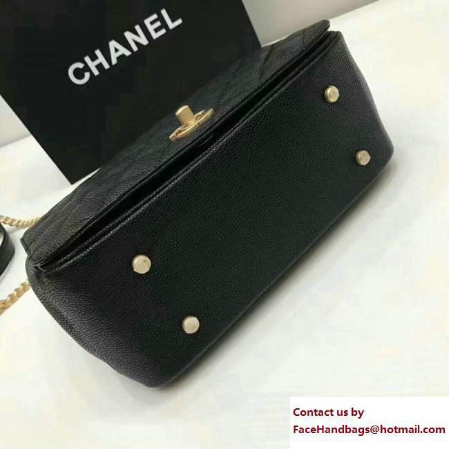 Chanel Grained Calfskin Carry Around Large Flap Top Handle Bag A91905 Black 2017