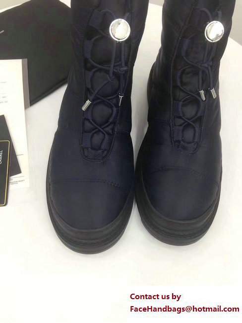 Chanel Heel 3cm Nylon Short Boots G33074 Dark Blue 2017 - Click Image to Close