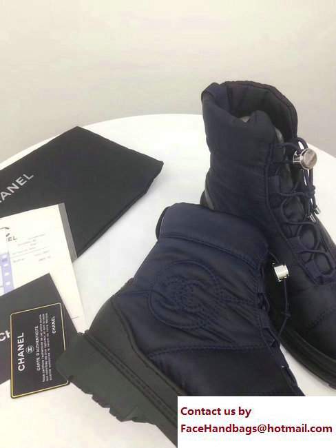 Chanel Heel 3cm Nylon Short Boots G33074 Dark Blue 2017