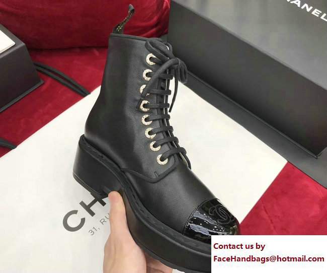 Chanel Heel 5cm Short Boots G33168 Calfskin/Patent Black 2017