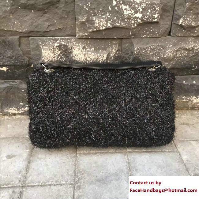 Chanel Knit Pluto Glitter Medium Flap Bag A91984 Black 2017