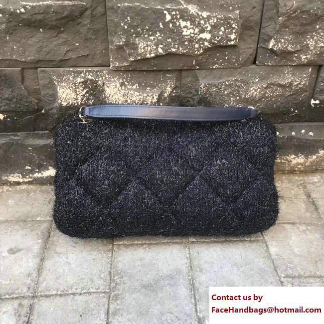 Chanel Knit Pluto Glitter Medium Flap Bag A91984 Navy Blue 2017