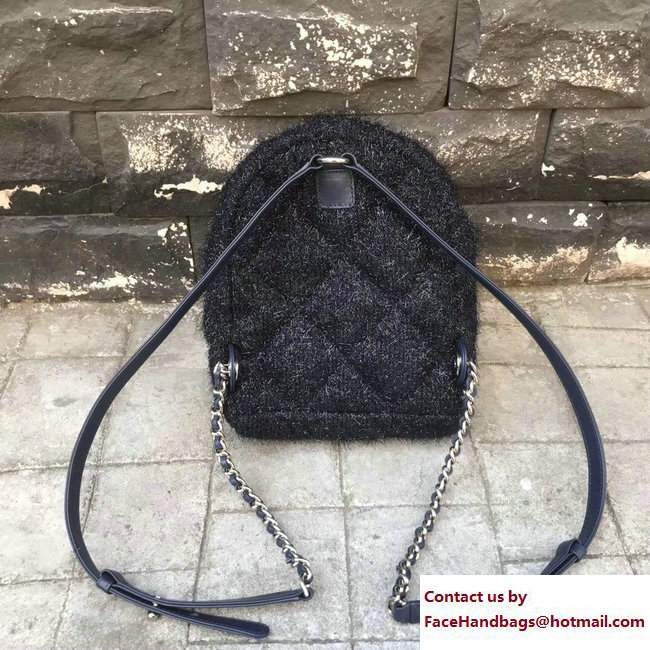 Chanel Knit Pluto Glitter Mini Backpack Bag Navy Blue 2017