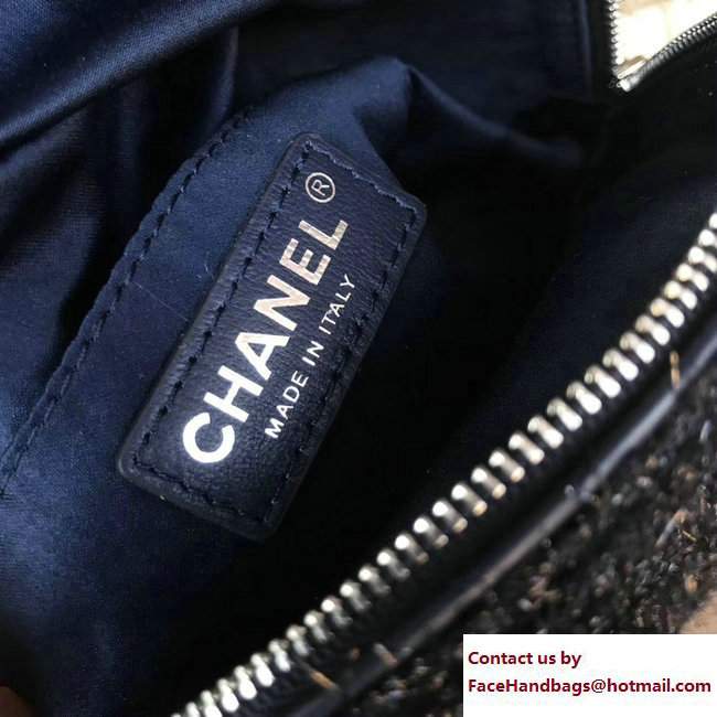 Chanel Knit Pluto Glitter Mini Backpack Bag Navy Blue 2017