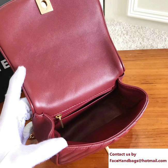 Chanel Lambskin Chevron Flap Bag with Top Handle A98791 Burgundy 2017