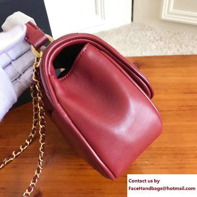 Chanel Lambskin Chevron Flap Bag with Top Handle A98791 Burgundy 2017