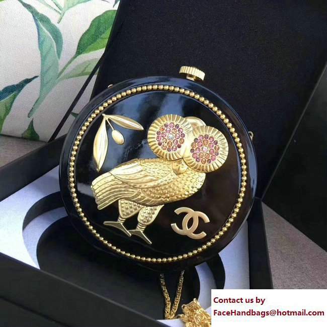 Chanel Owl Embellished Minaudiere Bag Black/Gold Cruise 2018