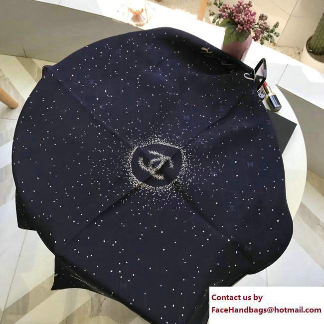 Chanel Silk Twill Square Scarf A77306 Navy Blue 2017