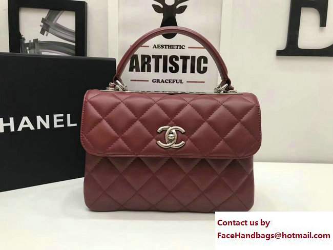 Chanel Trendy CC Small Flap Top Handle Bag A92236 Burgundy/Silver 2017