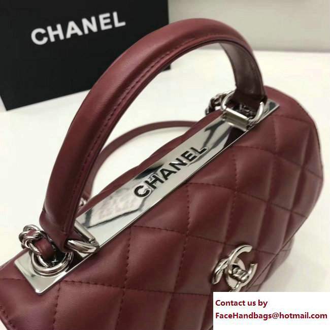 Chanel Trendy CC Small Flap Top Handle Bag A92236 Burgundy/Silver 2017