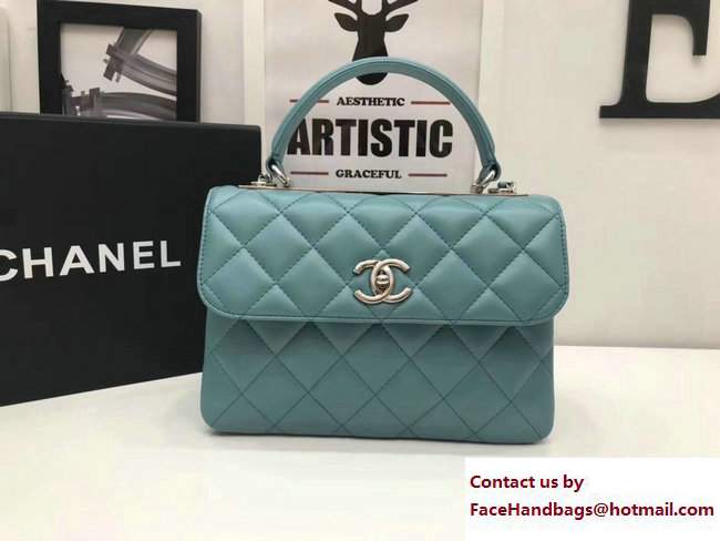 Chanel Trendy CC Small Flap Top Handle Bag A92236 Turquoise/Silver 2017