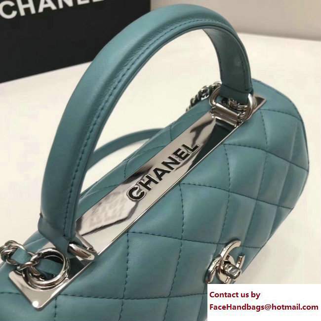 Chanel Trendy CC Small Flap Top Handle Bag A92236 Turquoise/Silver 2017