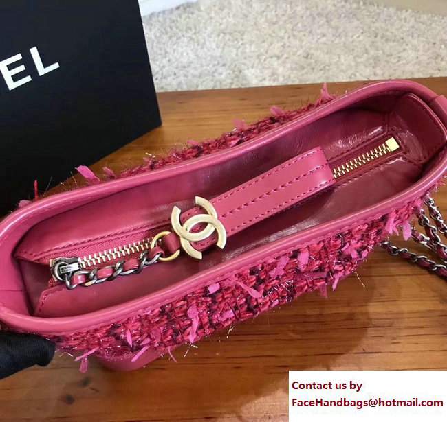 Chanel Tweed/Calfskin Gabrielle Small Hobo Bag A91810 Red 2017