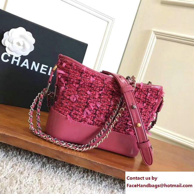 Chanel Tweed/Calfskin Gabrielle Small Hobo Bag A91810 Red 2017