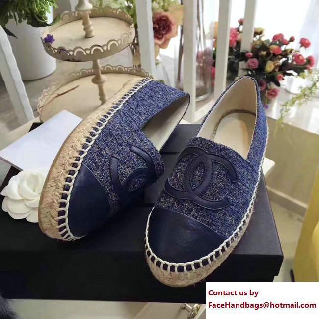 Chanel Tweed and Leather Espadrilles Blue 2017