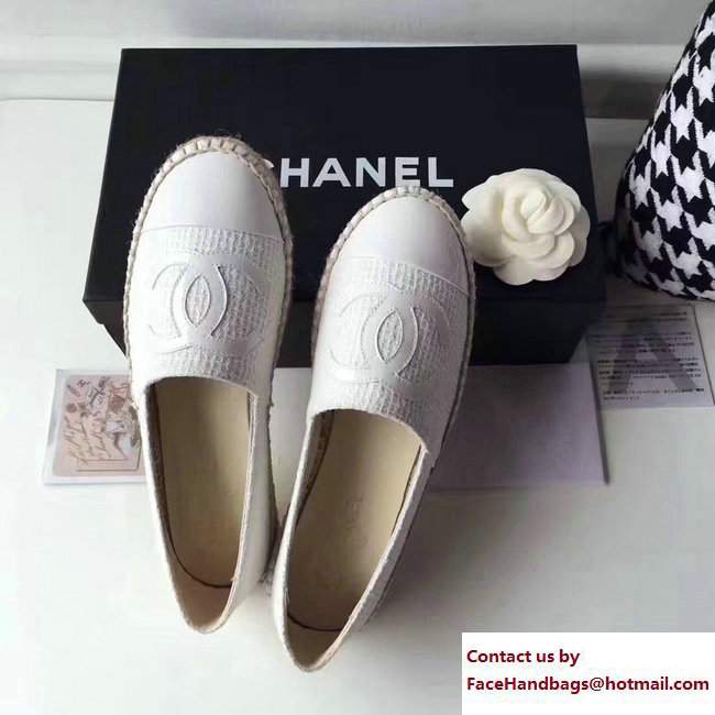 Chanel Tweed and Leather Espadrilles Off White 2017