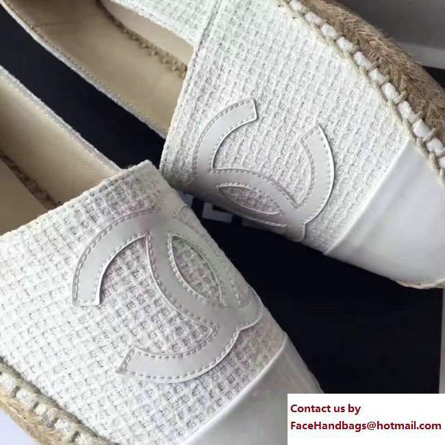 Chanel Tweed and Leather Espadrilles Off White 2017