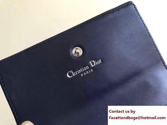 Dior Diorama Grained Calfskin Elancee Wallet Blue 2017