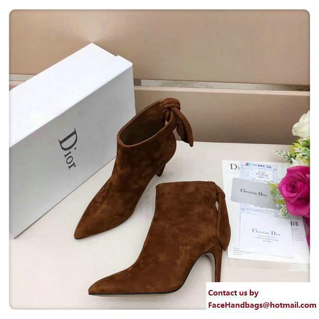 Dior Heel 9cm Tied At The Back Ankle Boots Suede Tan 2017