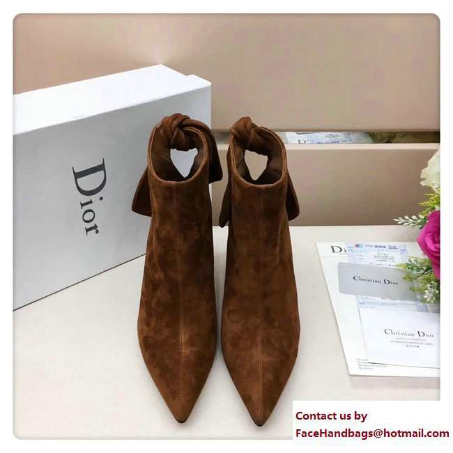 Dior Heel 9cm Tied At The Back Ankle Boots Suede Tan 2017