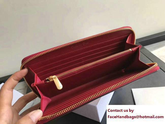 Dior J'adior Voyageur Croisiere Wallet Grained Red 2017