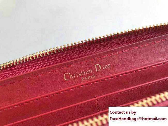 Dior J'adior Voyageur Croisiere Wallet Grained Red 2017