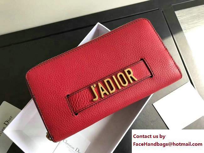 Dior J'adior Voyageur Croisiere Wallet Grained Red 2017