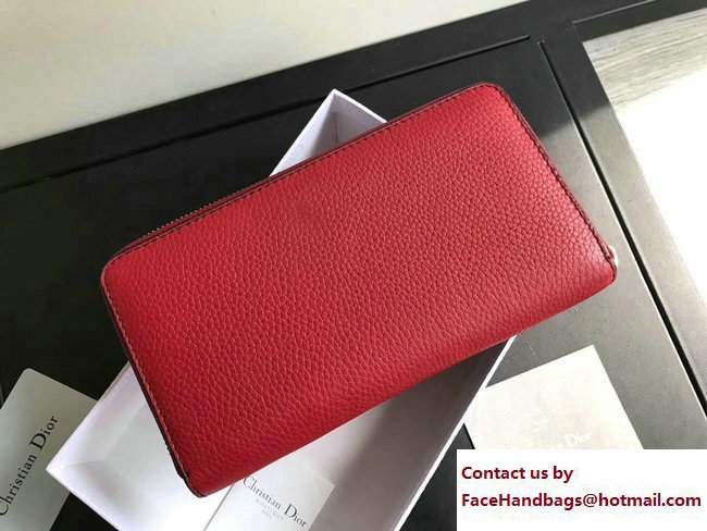 Dior J'adior Voyageur Croisiere Wallet Grained Red 2017