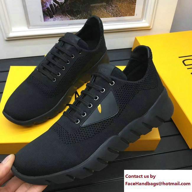 Fendi Bag Bugs Fabric Men's Lace-up Sneakers Black 2017