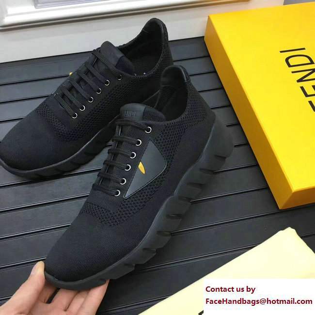 Fendi Bag Bugs Fabric Men's Lace-up Sneakers Black 2017