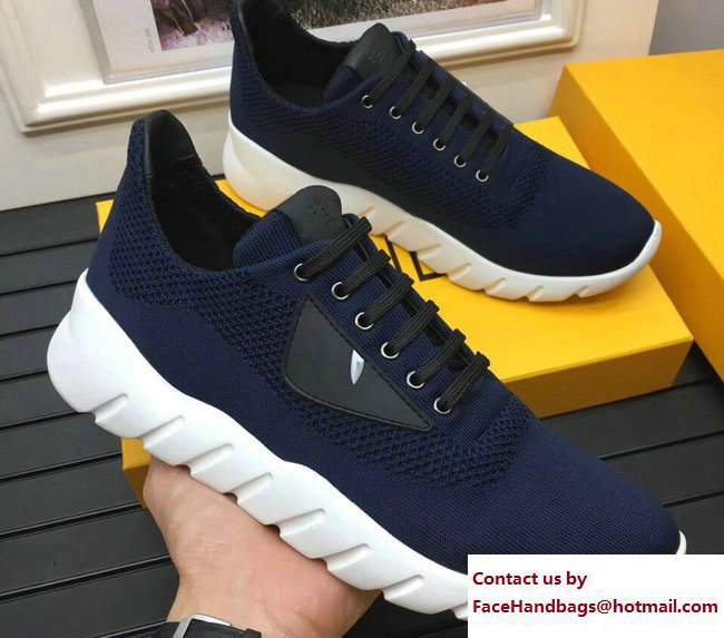 Fendi Bag Bugs Fabric Men's Lace-up Sneakers Blue 2017