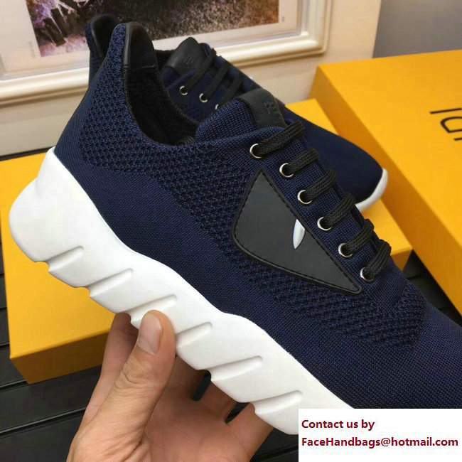 Fendi Bag Bugs Fabric Men's Lace-up Sneakers Blue 2017