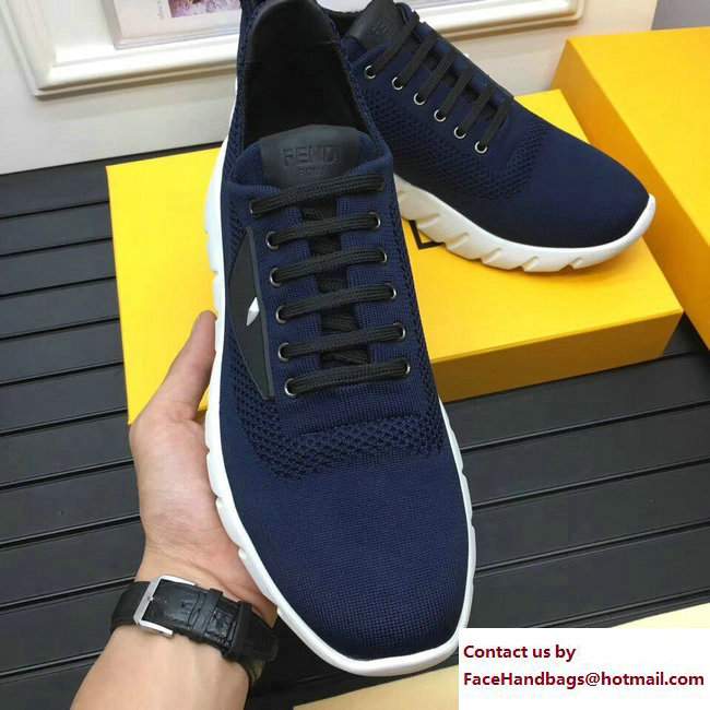 Fendi Bag Bugs Fabric Men's Lace-up Sneakers Blue 2017