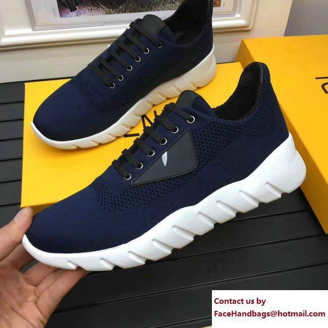 Fendi Bag Bugs Fabric Men's Lace-up Sneakers Blue 2017