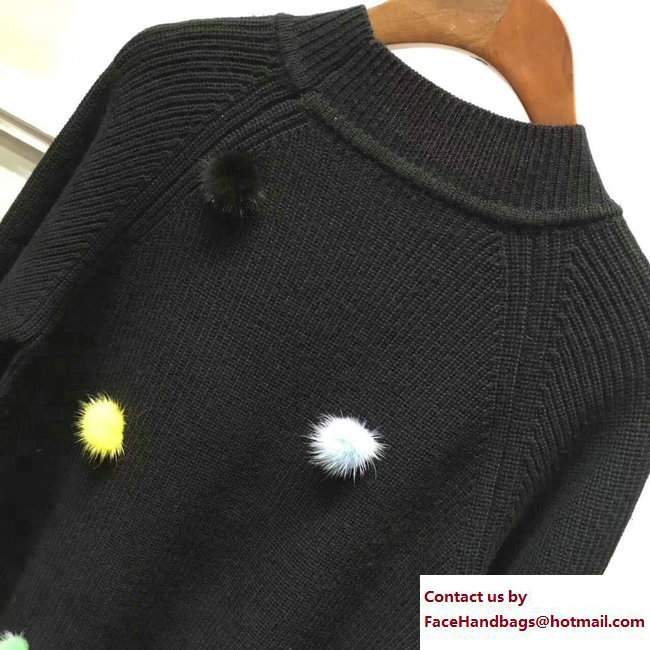 Fendi Black Mink Pompom Sweatshirt 2017