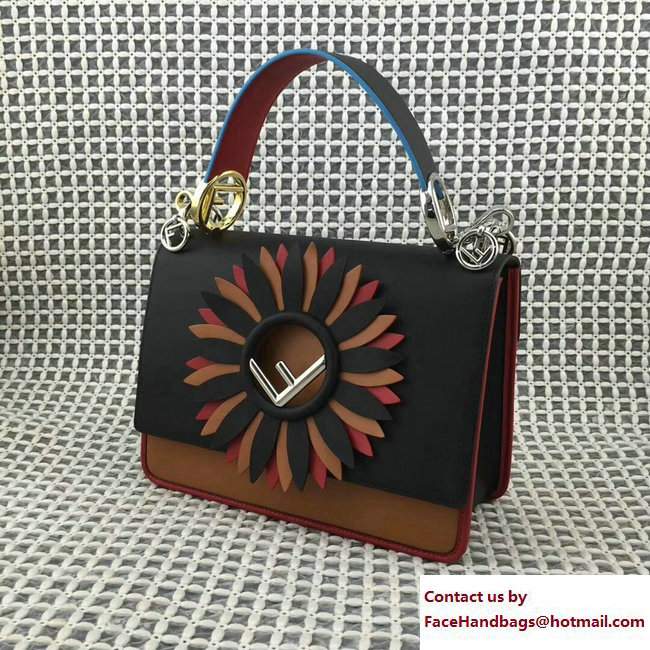 Fendi Gerbera Flower Medium Kan I Logo Bag Black/Khaki 2017