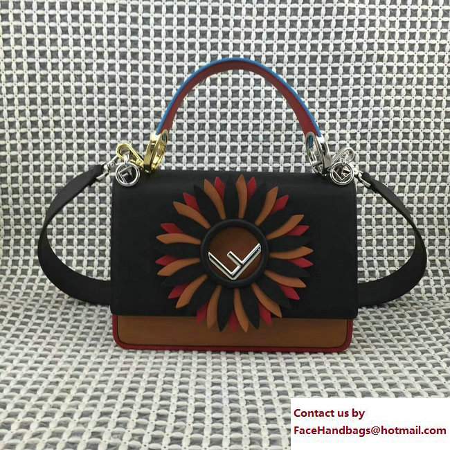 Fendi Gerbera Flower Medium Kan I Logo Bag Black/Khaki 2017