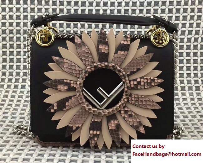 Fendi Gerbera Flower Mini Kan I Logo F Bag Black 2017